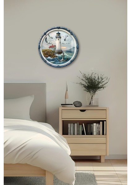 3D Görünümlü Temperli Cam Tablo – Deniz Feneri ve Martı Temalı Duvar Süsü Uv Baskı 33X33 CM-CDS066 fırsatları