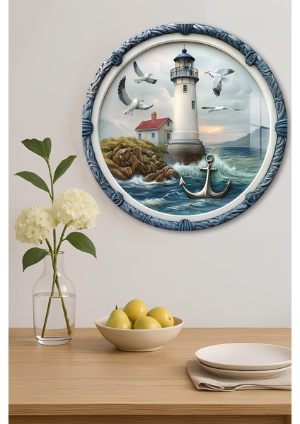 3D Görünümlü Temperli Cam Tablo – Deniz Feneri ve Martı Temalı Duvar Süsü Uv Baskı 33X33 CM-CDS066 indirimleri