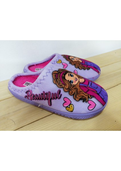 Yeni Sezon Rahat Taban Kız Çocuk Desenli Kışlık Terlik modelleri