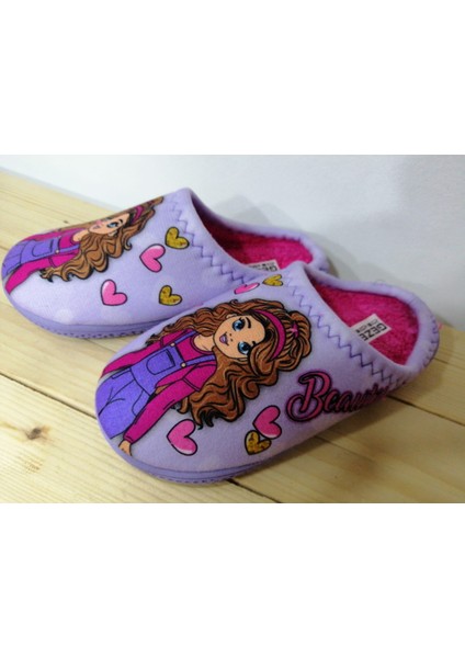 Yeni Sezon Rahat Taban Kız Çocuk Desenli Kışlık Terlik fırsatları