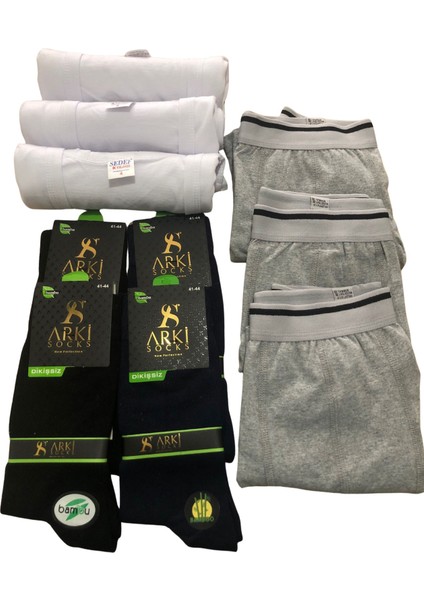 10’lu Süper Konfor Paketi | 3 Pamuklu Atlet, 3 Nefes Alan Boxer, 4 Terletmeyen Bambu Çorap