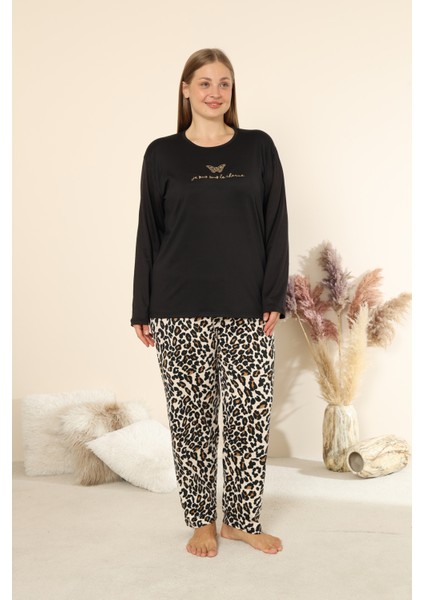 Sandy Soft Termal Kumaş Büyük Beden Kışlık Kadın Pijama Takımı 8050