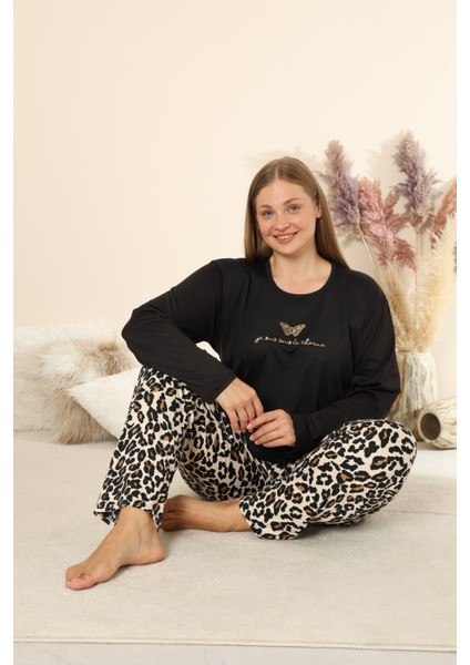 Sandy Soft Termal Kumaş Büyük Beden Kışlık Kadın Pijama Takımı 8050 modelleri