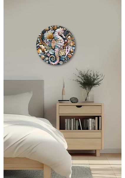 3D Görünümlü Temperli Cam Tablo – Deniz Atı ve Kabukları Temalı Duvar Süsü Uv Baskı 33X33 CM-CDS093 fırsatları