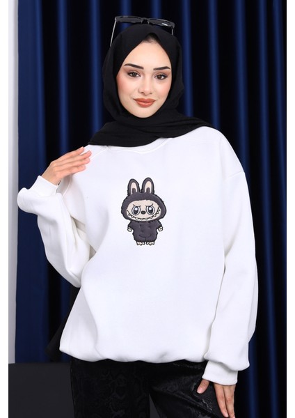 Ekru Bisiklet Yaka Üç İplik Sweat fiyatları