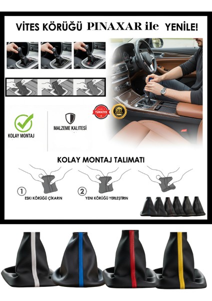 Kia Picanto Siyah Deri Prime Tasarım Sarı Şerit Spor Dikiş Vites Körüğü fırsatları