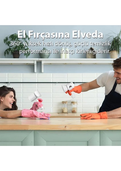 Ally Magic Brush 5in1 Fırça Başlıklı Şarjlı Temizleme Fırçası Banyo/fayans - MCT5974-8684 modelleri