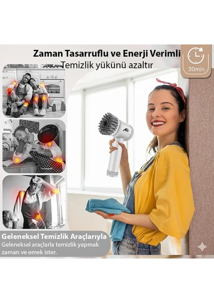 Ally Magic Brush 5in1 Fırça Başlıklı Şarjlı Temizleme Fırçası Banyo/fayans - MCT5974-8684 fırsatları