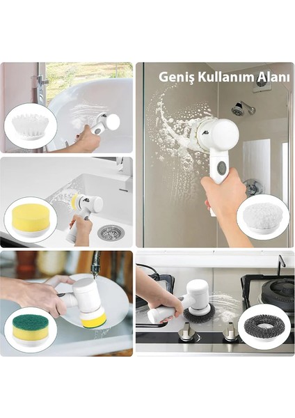 Ally Magic Brush 5in1 Fırça Başlıklı Şarjlı Temizleme Fırçası Banyo/fayans - MCT5974-8684 indirimleri