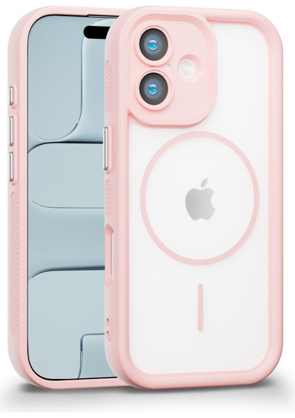 iPhone 17 Uyumlu Kamera Korumalı Magsafe Wireless Şarj Özellikli Mat Silikon Pembe Renkli Silikon Telefon Kılıfı