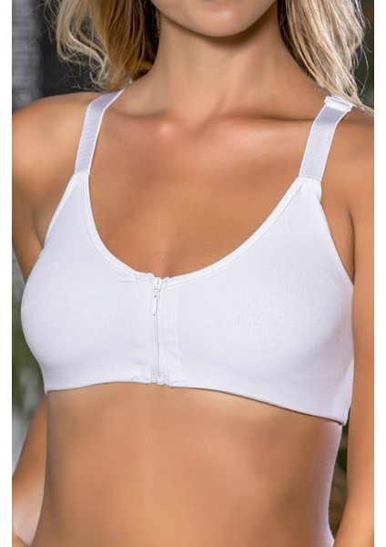 Beyaz Önden Fermuarlı Pamuklu Sütyen,günlük ve Medikal Kullanım Için, Kadın Iç Giyim modelleri