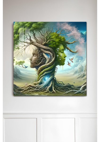 3D Görünümlü Temperli Cam Tablo – Doğa ve Insan Temalı Uv Baskı 33X33 CM-CTK034 fiyatları