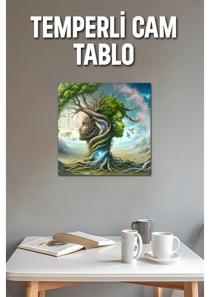 3D Görünümlü Temperli Cam Tablo – Doğa ve Insan Temalı Uv Baskı 33X33 CM-CTK034 modelleri