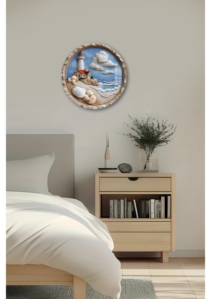 3D Görünümlü Temperli Cam Tablo – Deniz Kabuğu ve Feneri Temalı Duvar Süsü Uv Baskı 33X33 CM-CDS067 fırsatları