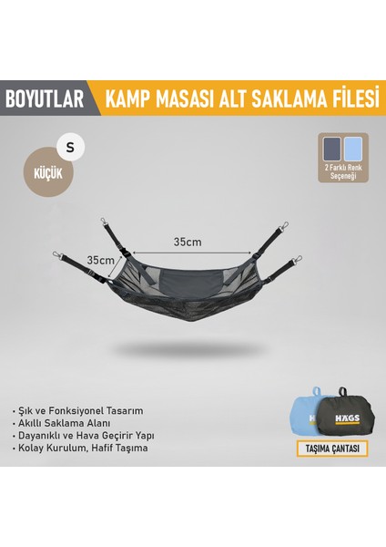 Masa Altı Saklama Filesi, Kamp Piknik Outdoor Için Masa Altı Kamp Malzemeleri S-35X35 cm - Mavi fiyatları