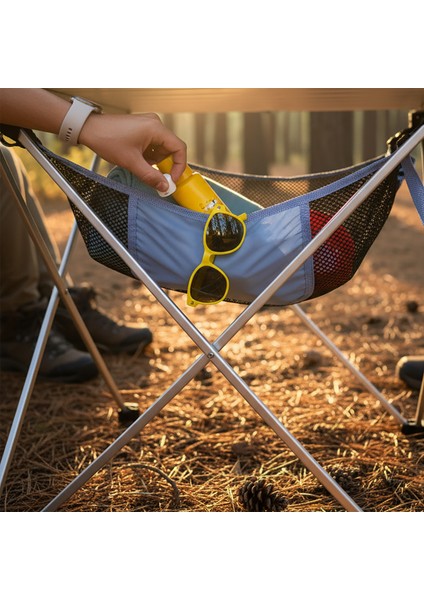 Masa Altı Saklama Filesi, Kamp Piknik Outdoor Için Masa Altı Kamp Malzemeleri S-35X35 cm - Mavi