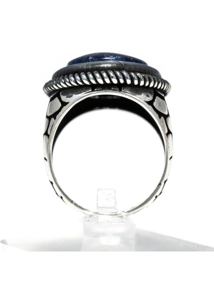 Lapis Lazuli Taşlı 925 Ayar Gümüş Erkek Yüzük – Güçlü ve Karizmatik Görünüm