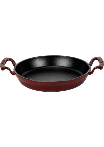 Döküm Yuvarlak Sahan Döküm Demir Yekpare Çift Kulplu ÇAP(Ø)20CM.-BORDO