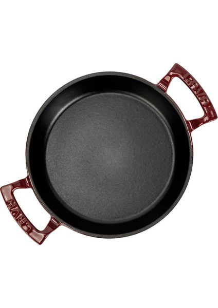 Döküm Yuvarlak Sahan Döküm Demir Yekpare Çift Kulplu ÇAP(Ø)20CM.-BORDO modelleri