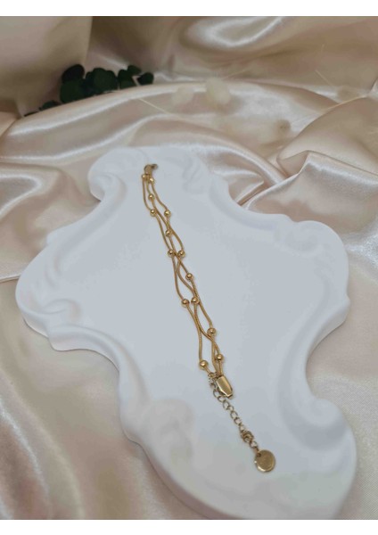 Kadın Üç Sıra Top Detaylı Bileklik – 316L Paslanmaz Çelik – Suya Dayanıklı fiyatları