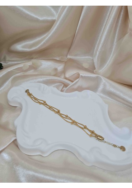 Kadın Üç Sıra Top Detaylı Bileklik – 316L Paslanmaz Çelik – Suya Dayanıklı modelleri