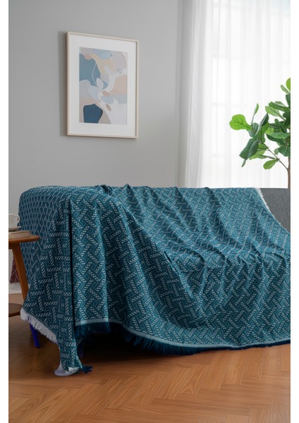 Pamuklu Dokulu Koltuk Şalı 170X220 cm – Saçaklı Tv Battaniyesi & Dekoratif Koltuk Örtüsü