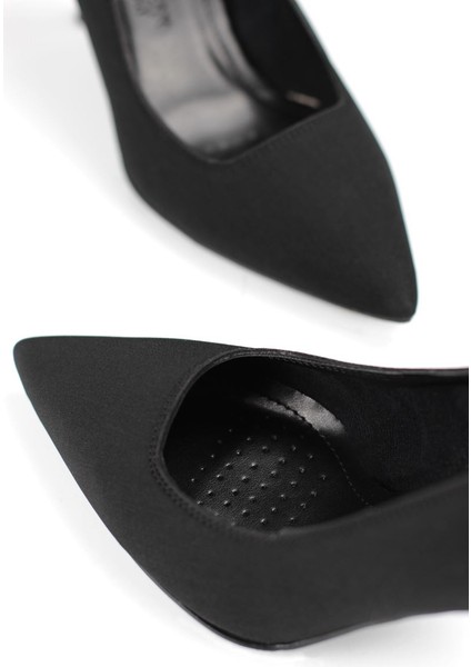 Jimena Esnek Yumuşak Kaymaz Taban (8 Cm) Siyah Süet Kadın Topuklu Ayakkabı fırsatları