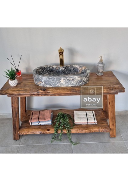 Sübran Mermer Batarya Çıkışlı Lavabo - %100 Doğal Taş