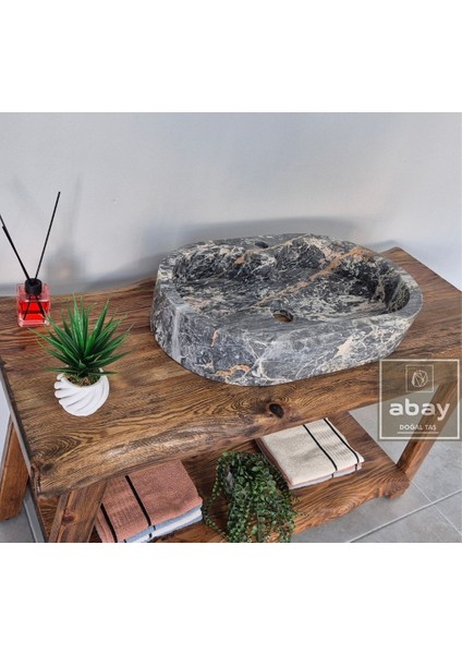 Sübran Mermer Batarya Çıkışlı Lavabo - %100 Doğal Taş