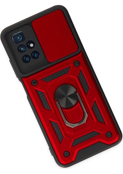 Xiaomi Redmi 10 2022 Kılıf Pars Lens Yüzüklü Silikon - Kırmızı - MRS6184-9689 modelleri