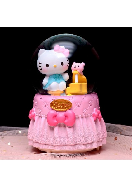 Hello Kitty Happy Temalı Işıklı Müzikli Püskürtmeli Büyük Boy Kar Küresi