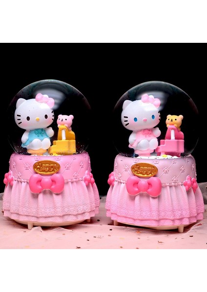 Hello Kitty Happy Temalı Işıklı Müzikli Püskürtmeli Büyük Boy Kar Küresi modelleri