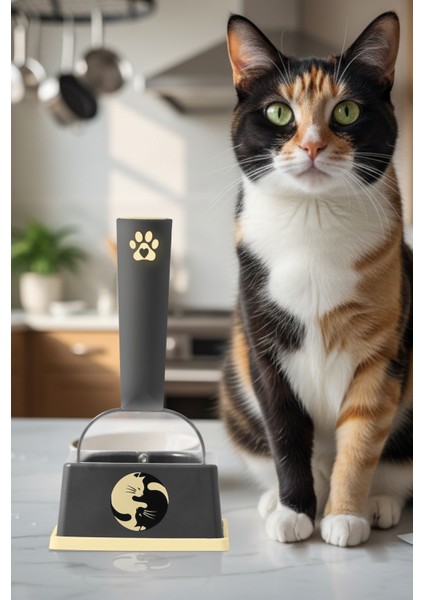 Platformlu Ölçülü Kedi Mama Kaşığı Standlı Ölçü Küreği