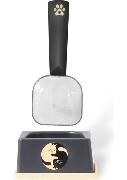 Platformlu Ölçülü Kedi Mama Kaşığı Standlı Ölçü Küreği