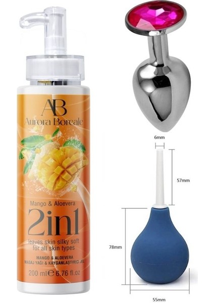 A B 2 +1 Arada Mango Alovera Aromalı 200ML Jel Silikon Plag 8 cm Silikon Anl Pompa Süper Set