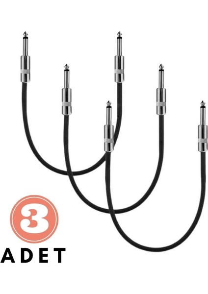 Pedal Bağlantı Kablosu Efekt Pedal Ara Kablosu Çift Jaklı Düz/düz 3 Adet