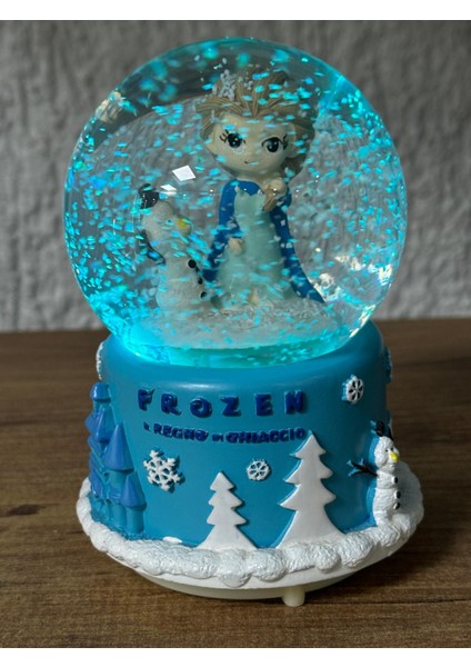 Kış Prensesi Temalı Işıklı Müzikli Kar Püskürtmeli Orta Boy Pilli Kar Küresi modelleri