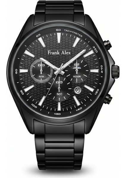 Erkek Kol Saati Siyah Renk, Takvimli Siyah Kadran - Şık Metal Kordon, 2 Yıl Garantili