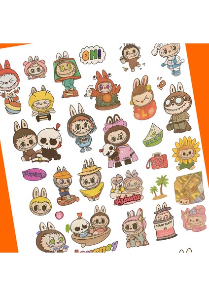 Labubu 100’LÜ Cute Roll Sticker Set – Kawaii Karakterli Rulo Çıkartmalar, Defter ve Günlük Süsleme modelleri