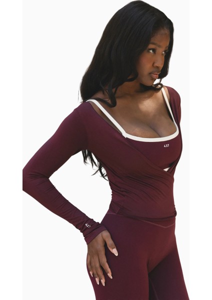 437 The Ballet Wrap Eco-Friendly Modal Uzun Kollu Bale Tarzı Kadın Üst