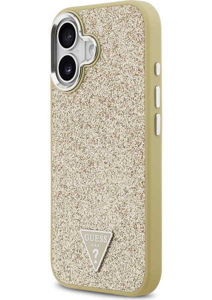 iPhone 17 Uyumlu Kılıf Guess Lisanslı M-Safeli Metal Kamera Çerçeveli Üçgen Logolu Glitter Gold fiyatları