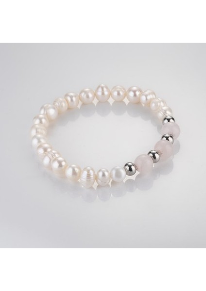 Gerçek Inci Pembe Kuvars Taşı Bileklik MKT.1.10001.3 fiyatları