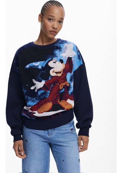 Yuvarlak Yaka Desenli Siyah Kadın Sweatshırt 25WWSK15 fiyatları