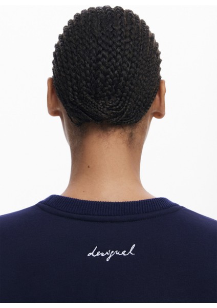 Yuvarlak Yaka Desenli Siyah Kadın Sweatshırt 25WWSK15 fırsatları