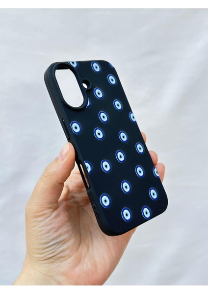 iPhone 16 -Nazar Boncuk Desenli Silikon Darbe Emici Klasik Korumalı Rubber Kılıf modelleri