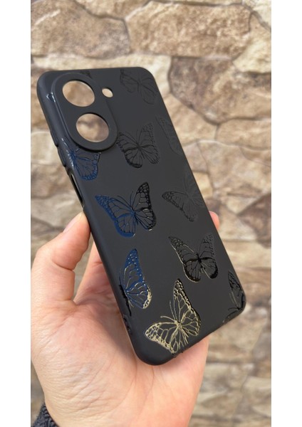 Redmi A5 Uyumlu Siyah Kelebek Desenli Silikon Darbe Emici Klasik Korumalı Rubber Kılıf modelleri