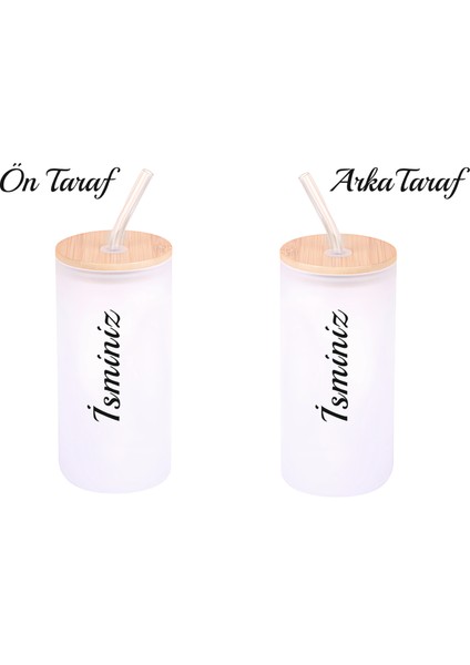 Kişiye Özel Isim Temalı Buzlu Pipetli Cam Suluk