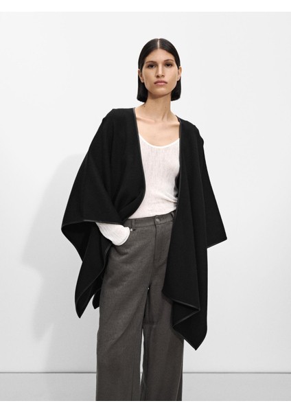 Kontrast Dikiş Detaylı Örme Panço fiyatları