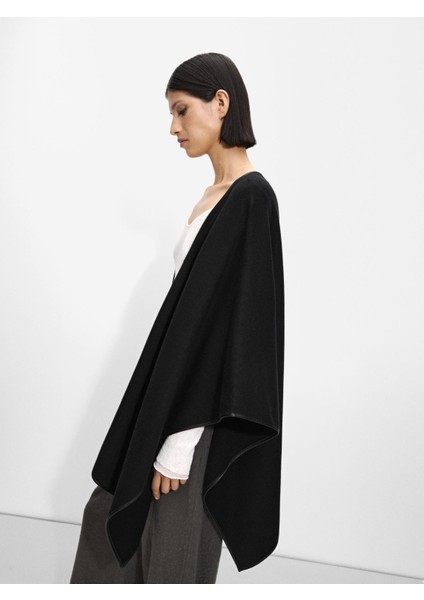 Kontrast Dikiş Detaylı Örme Panço modelleri