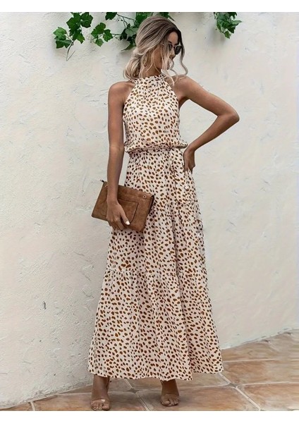 Kadın Daire Yakalı Beli Lastikli Desenli Süprem Elbise fiyatları